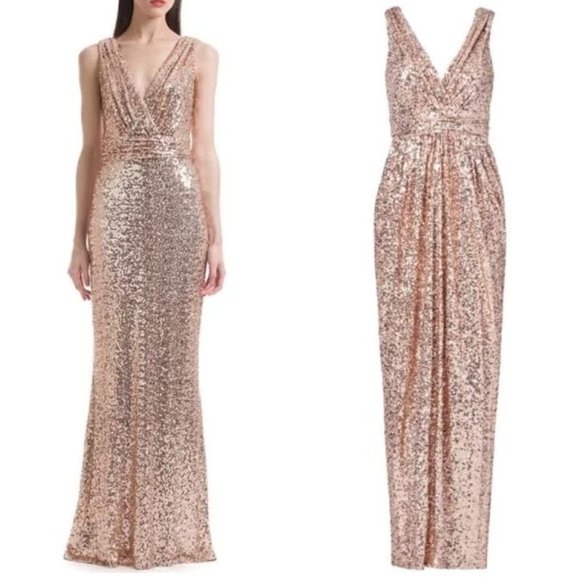 Badgley Mischka Dresses Badgley Mischka Rose Gold Sequin Dress 2